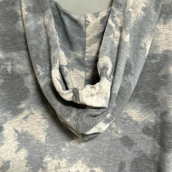 CYRUS Long Open Blue Gray Tie Dye Effect Hooded Sweatshirt Jacket Size Large - Picture 5 of 8